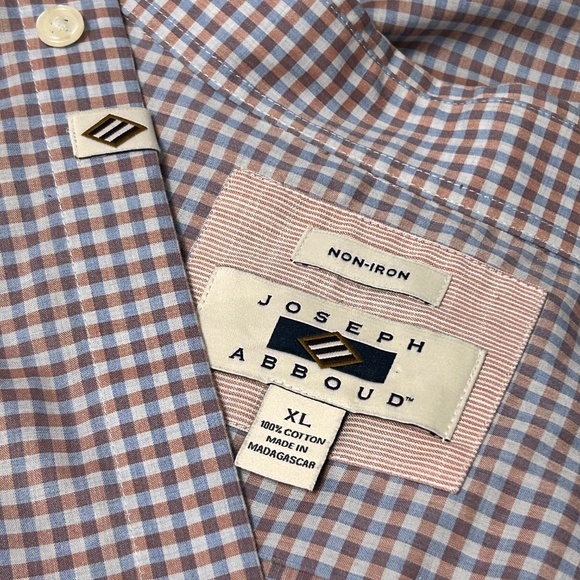 Joseph Abboud Check Dress Shirt Cotton Button Down Collar Long Sleeve Luxury - Picture 10 of 15